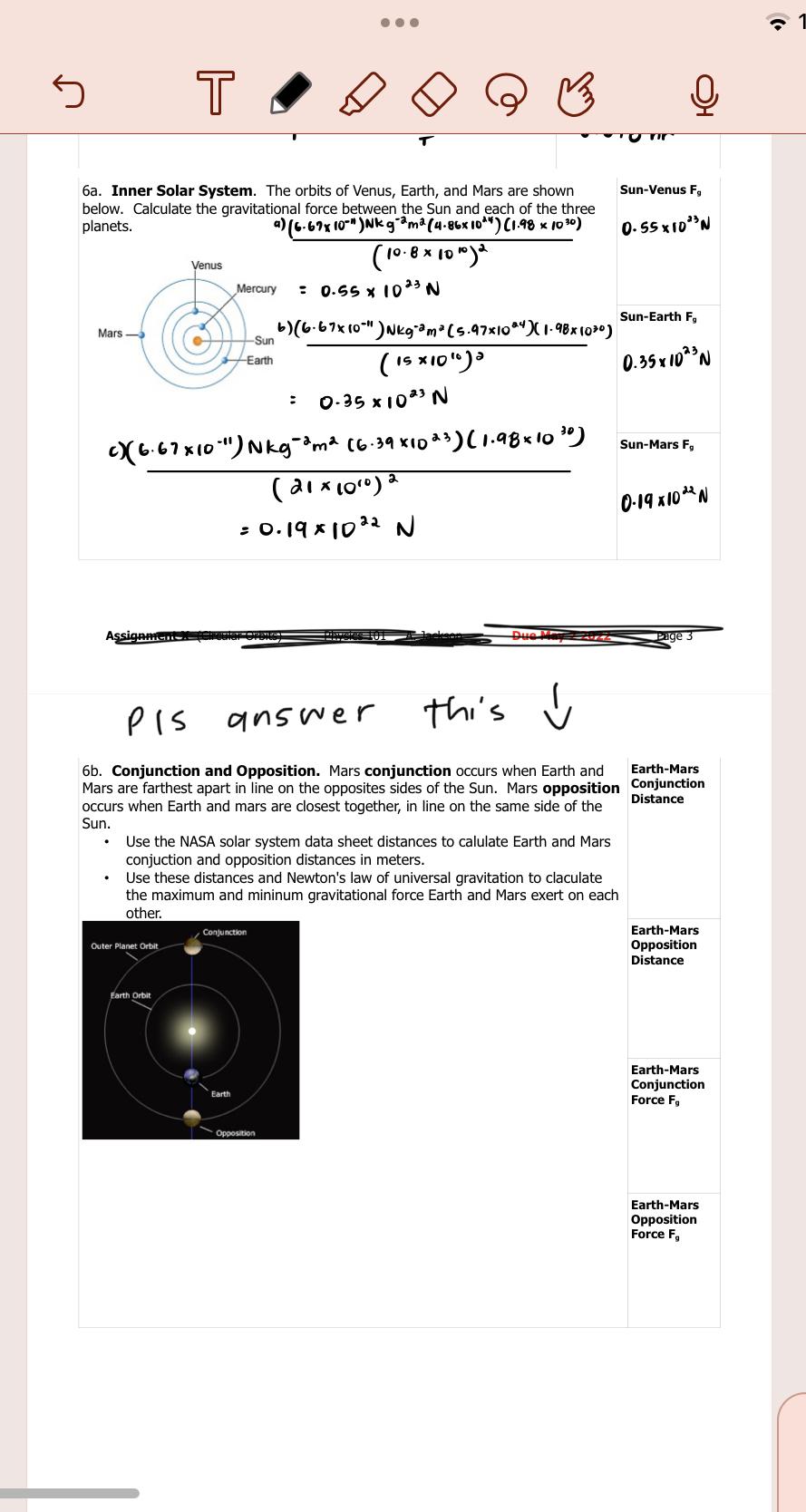 5 T Sun Venus F 6a Inner Solar System The Orbits Of Venus Earth And Mars Are Shown Below Calculate The Gravitation 1