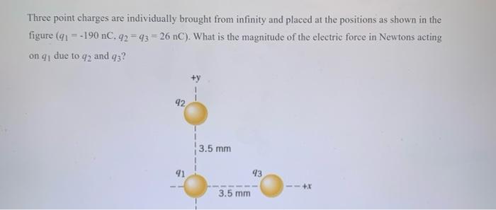Three Point Charges Are Individually Brought From Infinity And Placed At The Positions As Shown In The Figure G1 190 1