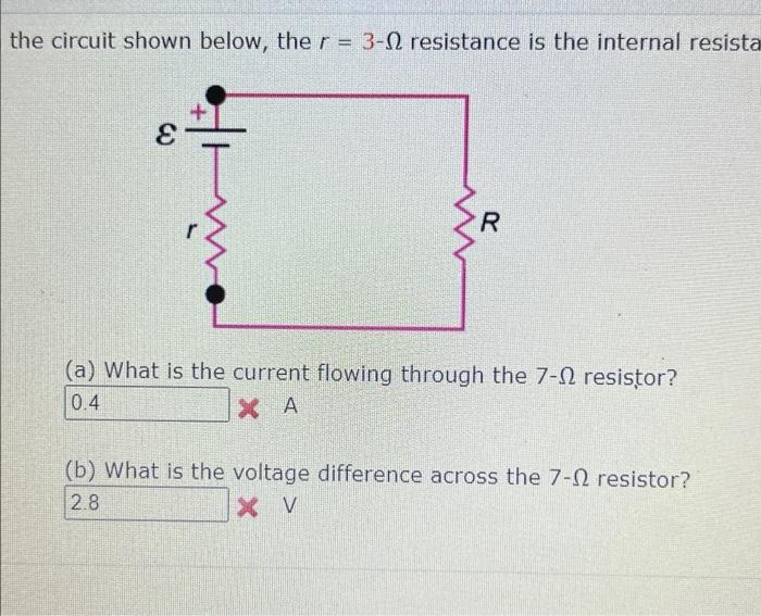 The Circuit Shown Below The R 3 0 Resistance Is The Internal Resista E R A What Is The Current Flowing Through The 1