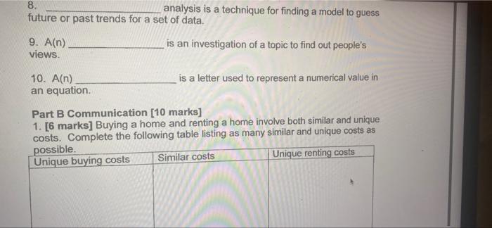 A Knowledge Understanding Communication 10 Marks Use The Best Word From The Box To Fill Each Blank In The Following 3
