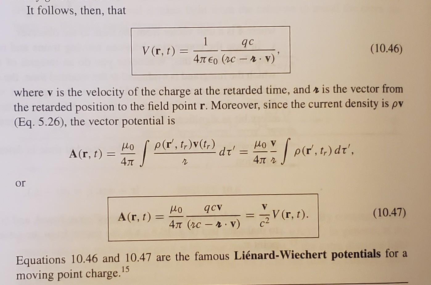 1 Show That The Lienard Wiechert Potentials Given By Eqs 10 46 And 10 47 Properly Satisfy The Lorentz Gauge Condit 3