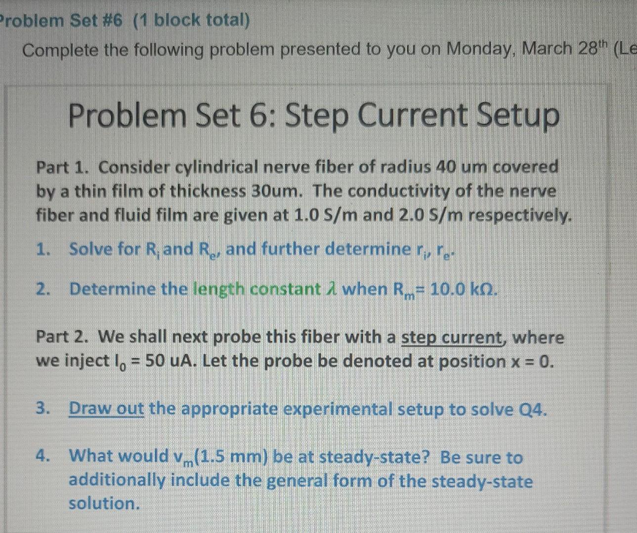 Problem Set 6 1 Block Total Complete The Following Problem Presented To You On Monday March 28th Le Problem Set 6 1