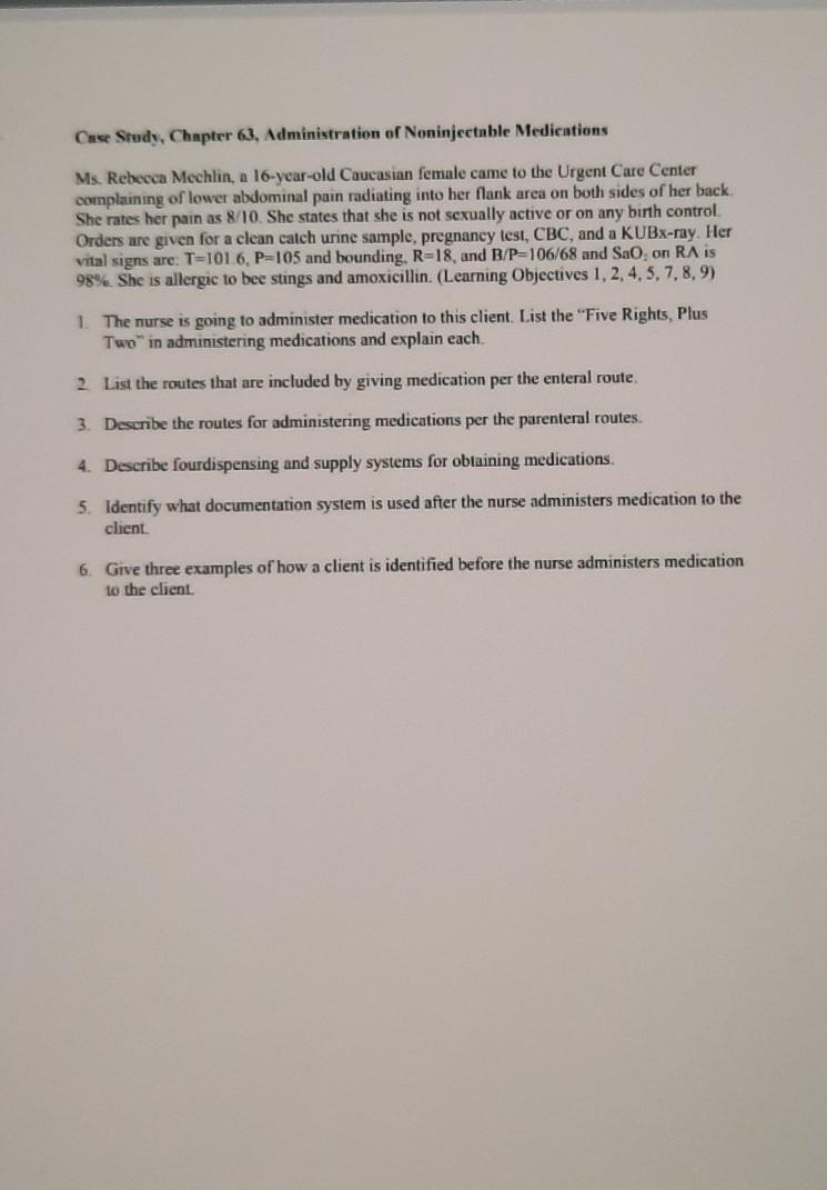 Case Study Chapter 64 Administration Of Injectable Medications Mr Johnny Woll A 40 Year Old Native American Male Was 2