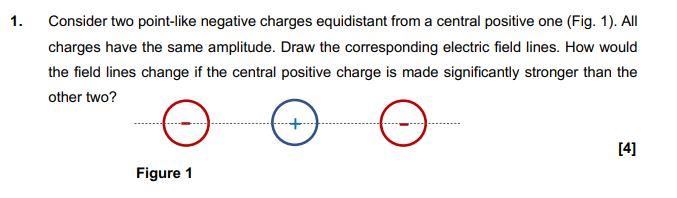 1 Consider Two Point Like Negative Charges Equidistant From A Central Positive One Fig 1 All Charges Have The Same 1