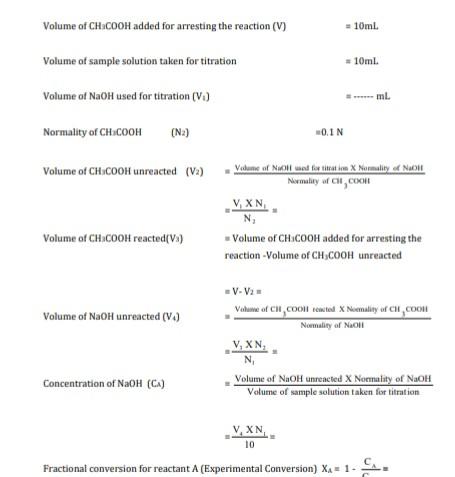 Observation Volume Of Sample Solution Taken For Titration 10 Ml Time Volume Of Volume Of Volume Of Naoh Ch3cooh Ch3cooh 5