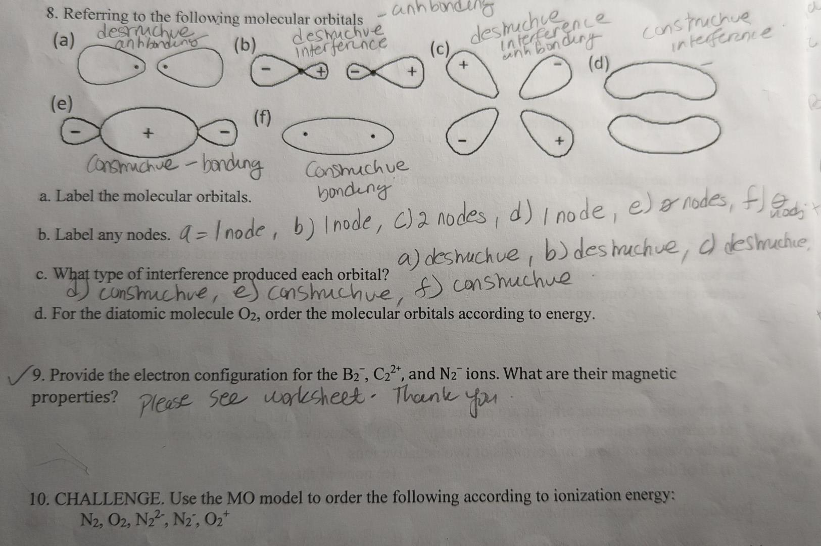 Anh Bincuro C 8 Referring To The Following Molecular Orbitals A Destruchue Anh Ban Ng B Desmuchve Interference De 1