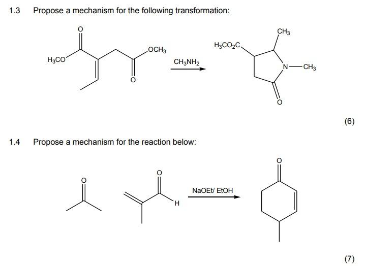 1 3 1 4 Propose A Mechanism For The Following Transformation H3co C Loch3 H3co Fr Ch3nh2 Propose A Mechanism For The Re 1