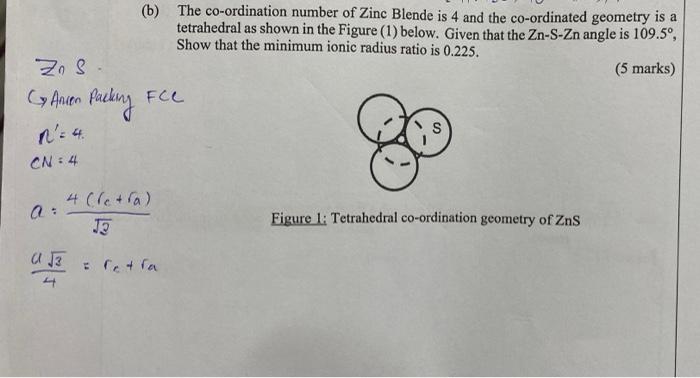 Zo S Cy Ancer Packing N 4 Cn 4 A A 3 B The Co Ordination Number Of Zinc Blende Is 4 And The Co Ordinated Geometry 1