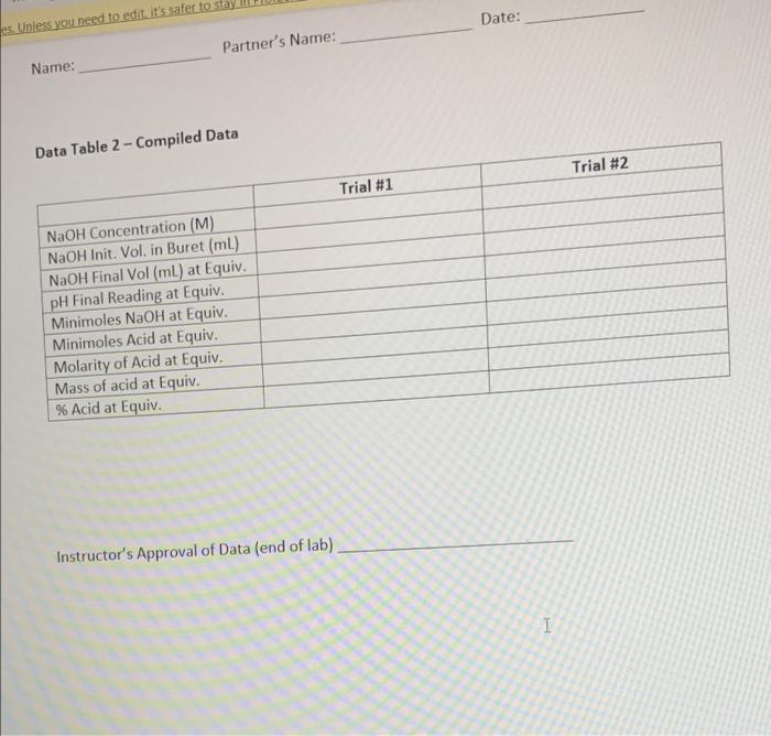 Name Chemistry Lab Experiment 8 Acid Base Titration Introduction Many Laboratories Analyze Consumer Products To Det 11