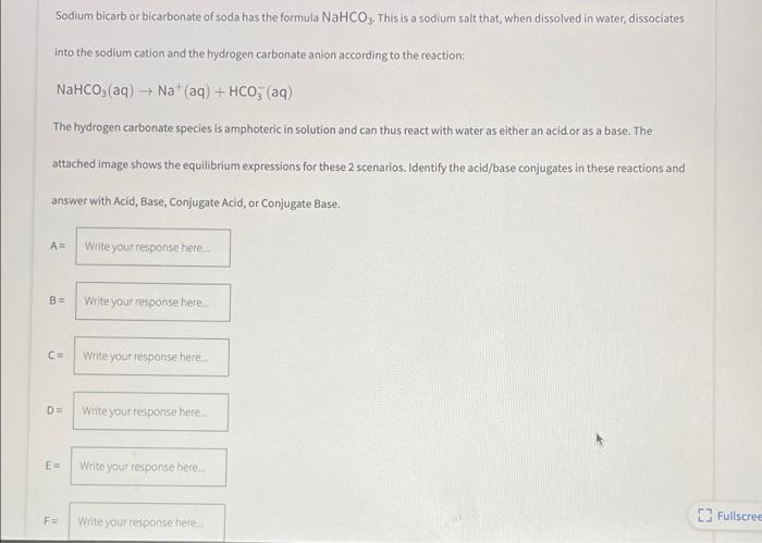 Fill In The Blanks Reaction 1 Hco3 Aq H O 1 H Co3 Aq Oh Aq A B C D Reaction 2 Hco3 Aq H O 1 Co32 Aq 2