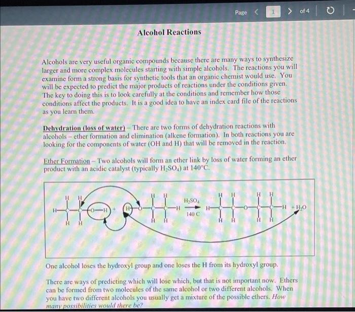 Page Of 4 Alcohol Reactions Alcohols Are Very Useful Organic Compounds Because There Are Many Ways To Synthesize Lar 1