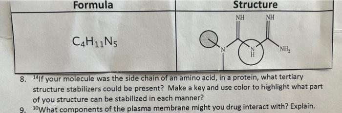 Formula Structure Nh Nh C4h11n5 Nh 8 141f Your Molecule Was The Side Chain Of An Amino Acid In A Protein What Tertia 1