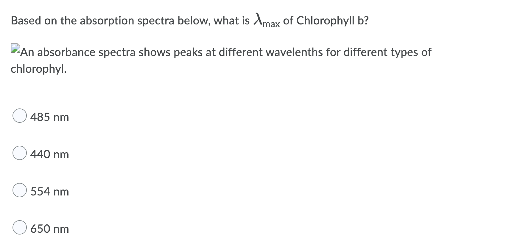 Based On The Absorption Spectra Below What Is Of Chlorophyll B 1