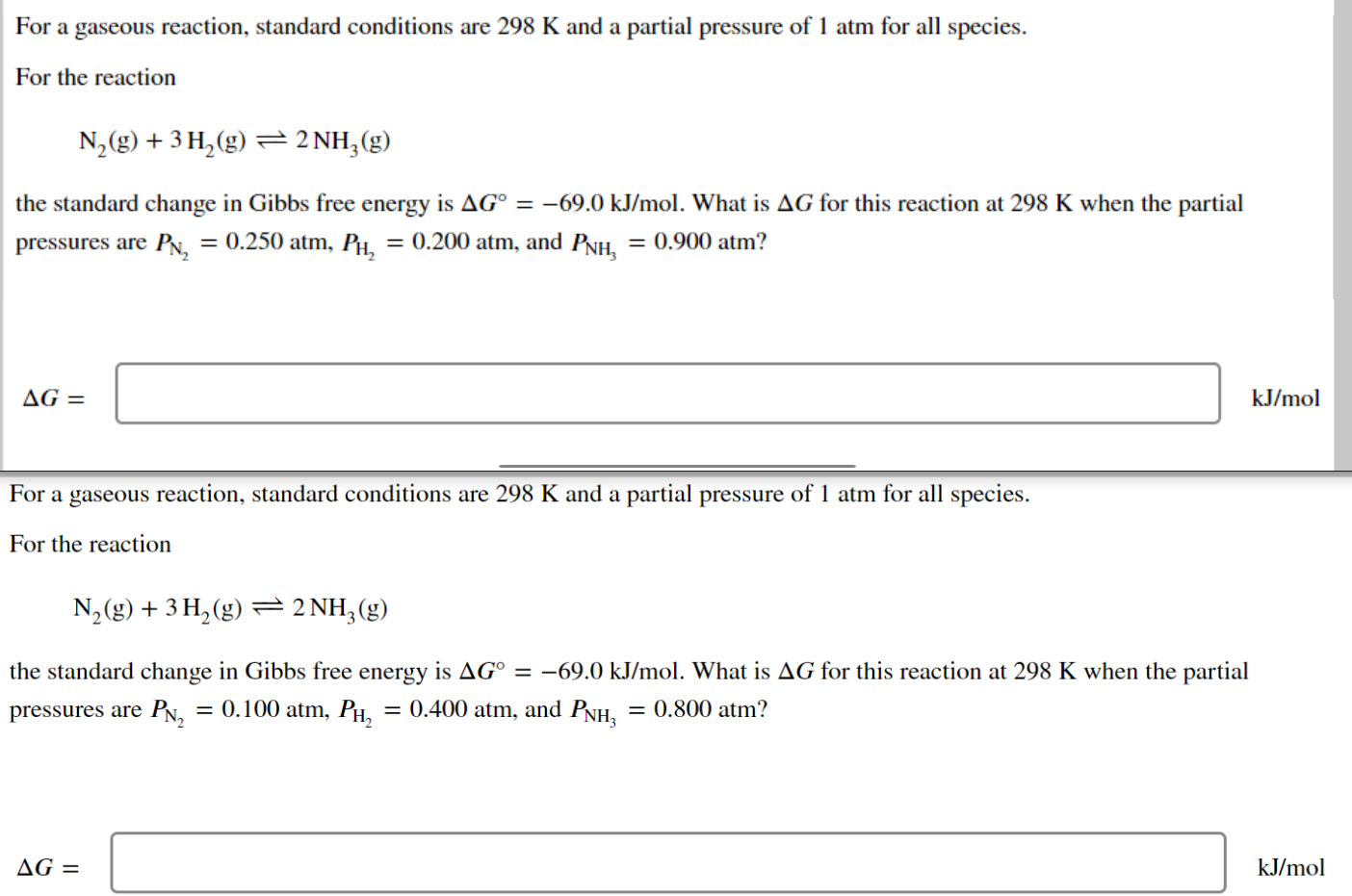 For A Gaseous Reaction Standard Conditions Are 298 K And A Partial Pressure Of 1 Atm For All Species For The Reaction 1