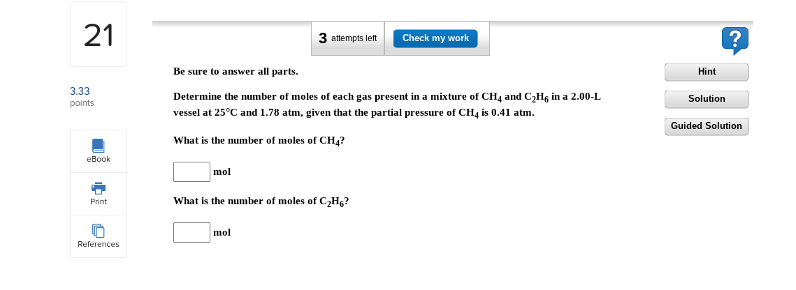 21 3 33 Points Ebook Print References 3 Attempts Left Check My Work Be Sure To Answer All Parts Determine The Number Of 1