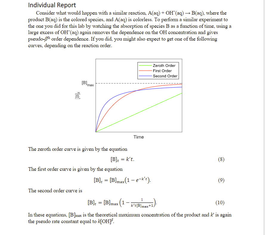 Individual Report Consider What Would Happen With A Similar Reaction A Aq Oh Aq B Aq Where The Product B Aq I 1