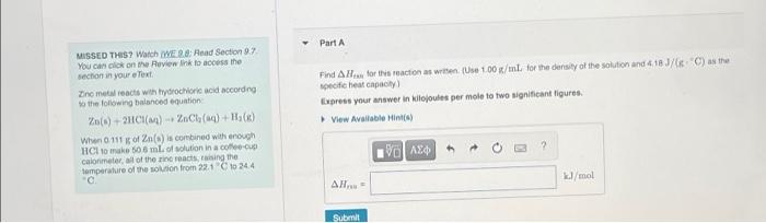 Missed This Watch We 9 8 Read Section 9 7 You Can Click On The Review Link To Access The Section In Your Etext Zinc M 1
