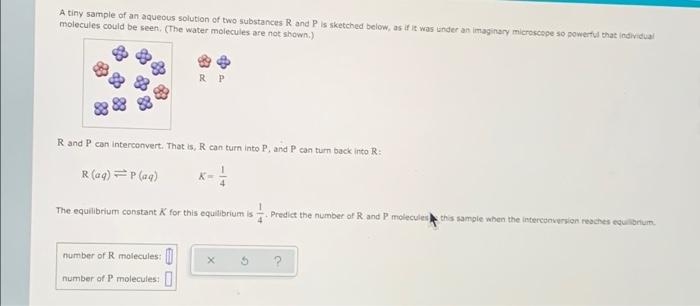 A Tiny Sample Of An Aqueous Solution Of Two Substances R And P Is Sketched Below As If It Was Under An Imaginary Micros 1