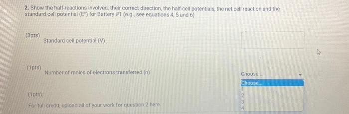 Part 1 Data Summary 1pt Battery 1 Anode Concentration M Battery 1 Cathode Concentration M Battery 1 Cell Vol 6
