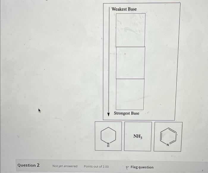 Question 2 Not Yet Answered Points Out Of 2 00 Weakest Base Strongest Base Nh3 Flag Question 1
