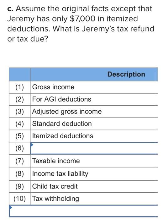 Jeremy Earned 101 600 In Salary And 7 600 In Interest Income During The Year Jeremy S Employer Withheld 11 000 Of Fe 2