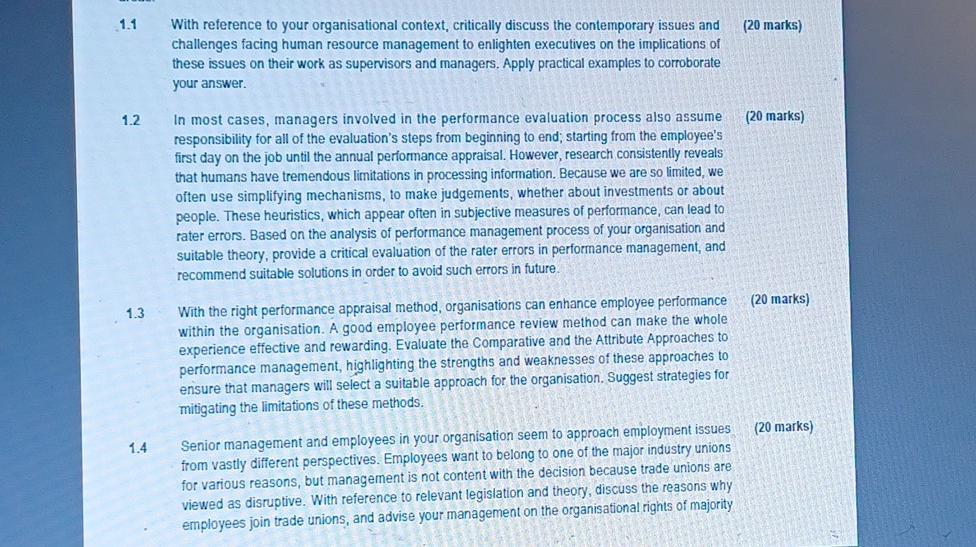 1 1 With Reference To Your Organisational Context Critically Discuss The Contemporary Issues And Challenges Facing Huma 1