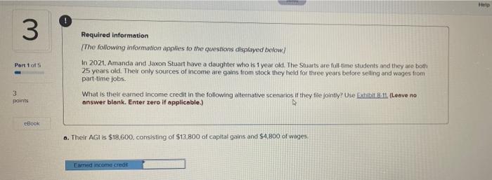 3 Part 1 Of 5 3 Points Ebook Required Information The Following Information Applies To The Questions Displayed Below I 1