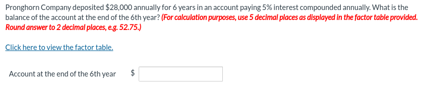 Pronghorn Company Deposited 28 000 Annually For 6 Years In An Account Paying 5 Interest Compounded Annually What Is T 1