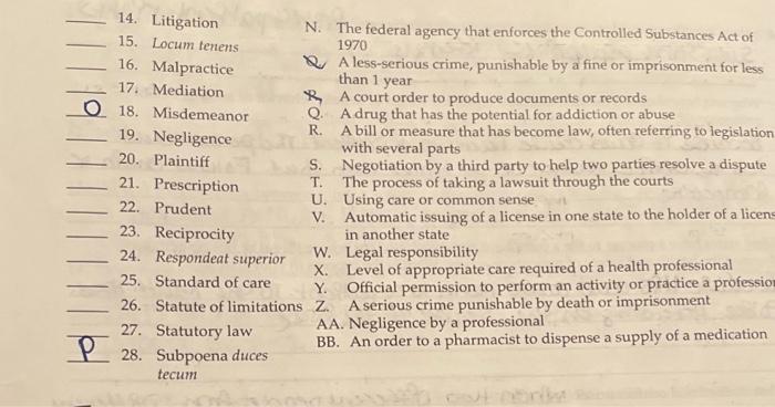 A Person Who Performs The Duties Of Another On A Ferm Key Term Assessment Law Directions Match Each Key Term With Its 2