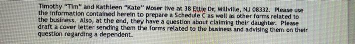 Timothy Tim And Kathleen Kate Moser Live At 38 Ettie Dr Millville Nj 08332 Please Use The Information Contained H 1