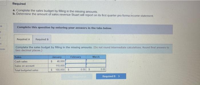 Exercise 14 2a Algo Preparing A Sales Budget Lo 14 2 Stuart Company Which Expects To Start Operations On January 1 Y 2