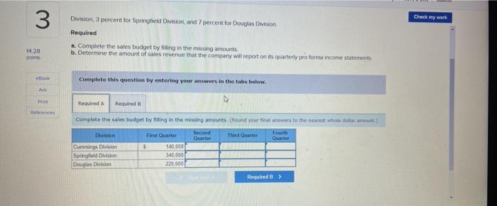 3 Exercise 14 4a Algo Preparing Sales Budgets With Different Assumptions Lo 14 2 Fanning Corporation Which Has Three 2