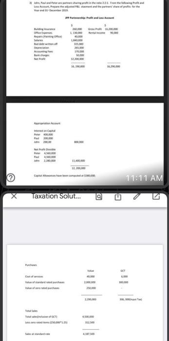 And A Peters Sharing Profs In The Rate 2 21 From The Grand Les Account Prepare The Sted Stment And The Partner Share 1