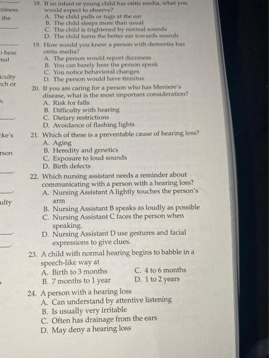 Ziness The Hear Mal Iculty Ech Or Ke S Rson 18 If An Infant Or Young Child Has Otitis Media What You Would Expect To O 1