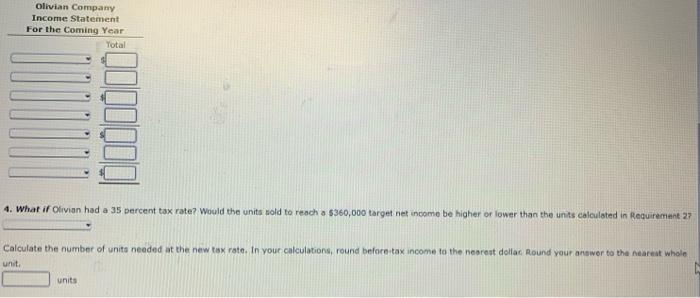 Olivian Company Wants To Earn 360 000 In Net After Tax Income Next Year Its Product Is Priced At 350 Per Unit Prod 2