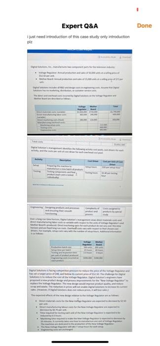 Regulator Required 1 Develop Full Product Costs Per Unit For The Voltage Regulator And Mother Board Using An Activity 3