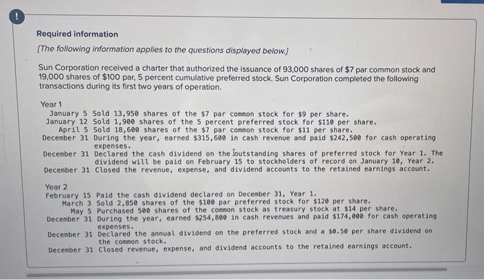 Required Information The Following Information Applies To The Questions Displayed Below Sun Corporation Received A Ch 1