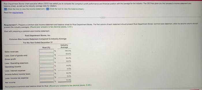 Rost Department Stores Chief Executive Officer Ceo Has Asked You To Compare The Company S Profit Perfomance And Financ 1