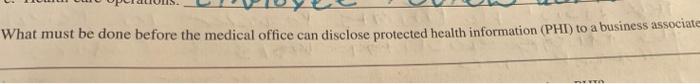 What Must Be Done Before The Medical Office Can Disclose Protected Health Information Phi To A Business Associate 1