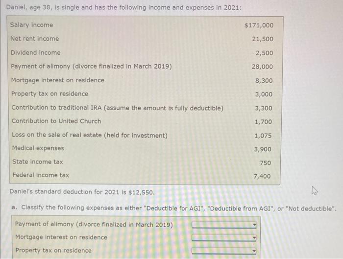 Deductible For Agi Deductible From Agi Not Deductible B Drop Option Using The Standard Deduction Itemizing His Deducti 1