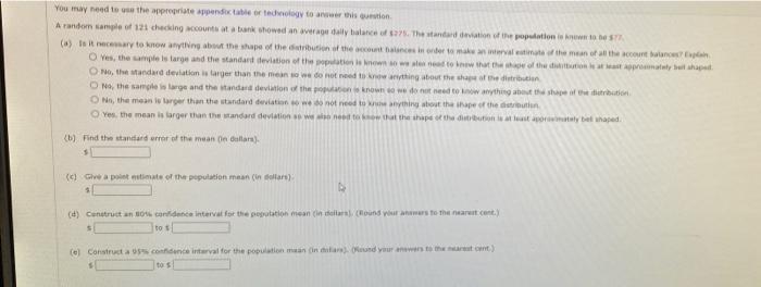 You May Need To Use The Appropriate Appendic Table Or Technology To Answer This Question A Random Sample Of 121 Checking 1