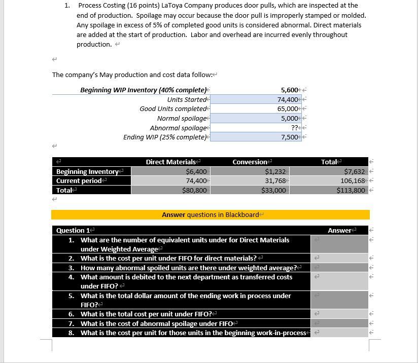 What Is The Total Dollar Amount Of The Ending Work In Process Under Fifo 1