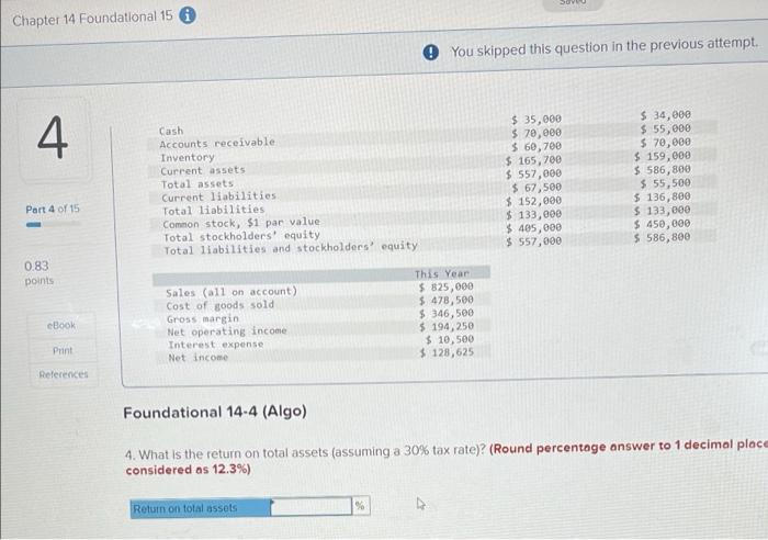 Chapter 14 Foundational 15 You Skipped This Question In The Previous Attempt 34 000 35 000 Cashi 4 Accounts Receiva 1
