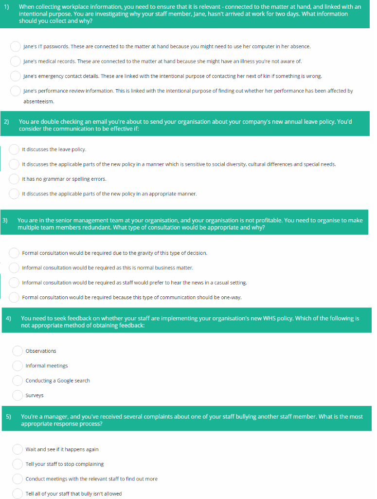 1 When Collecting Workplace Information You Need To Ensure That It Is Relevant Connected To The Matter At Hand And 1