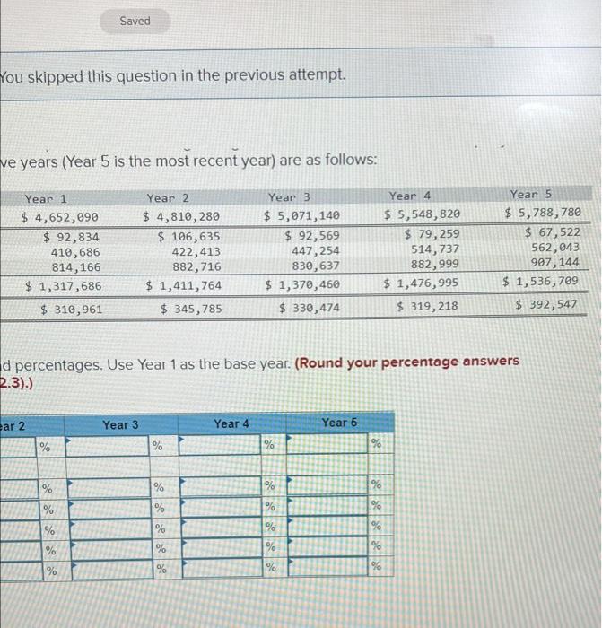 Saved Chapter 14 Graded Homework You Skipped This Question In The Previous Attempt 1 Exercise 14 7 Algo Trend Percent 3