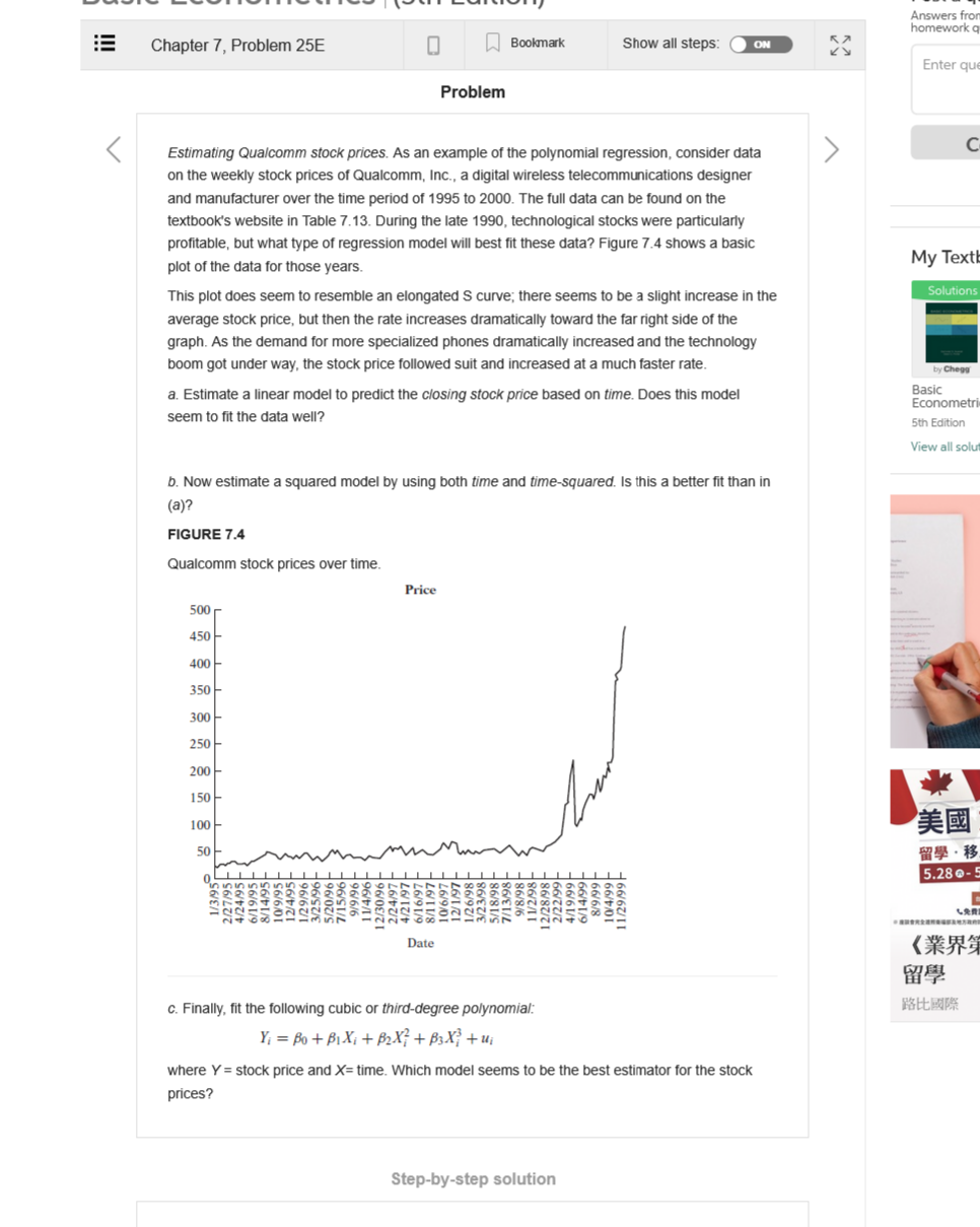 Chapter 7 Problem 25e Bookmark Show All Steps On Problem Estimating Qualcomm Stock Prices As An Example Of The Polyno 1