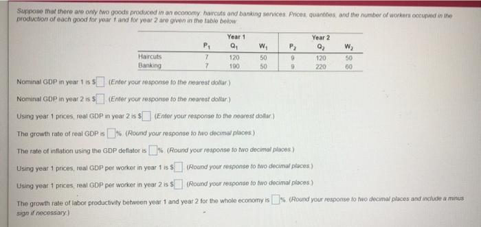Suppose That There Are Only Two Goods Produced In An Economy Haircuts And Banking Services Prices Quantities And The 1