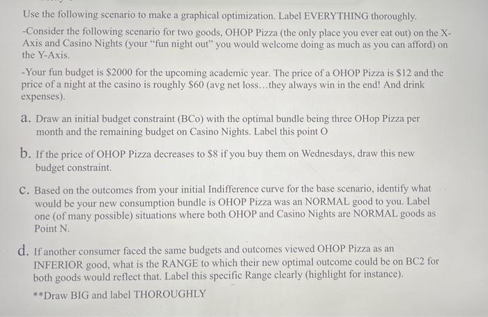 Use The Following Scenario To Make A Graphical Optimization Label Everything Thoroughly Consider The Following Scenar 1