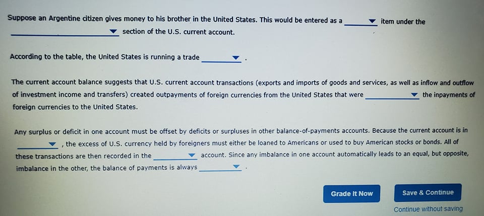 Aplia Homework International Finance Complete The Following Table By Selecting The Correct Value For Each Missing Entry 2