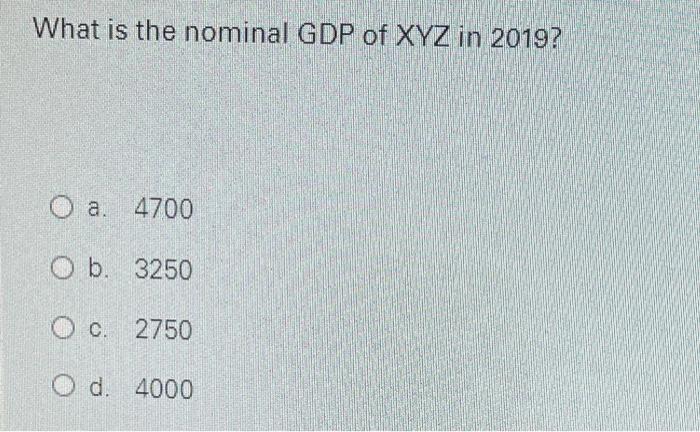 The Table Below Contains Information On The Output Of Final Goods And Their Prices For Xyz Use The Information In The T 2